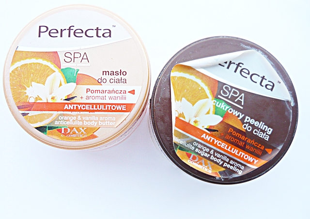 zgrany duet – Dax Cosmetics, Perfecta Spa – cukrowy peeling i masło do ciała – pomarańcza + aromat wanilii, antycellulitowe