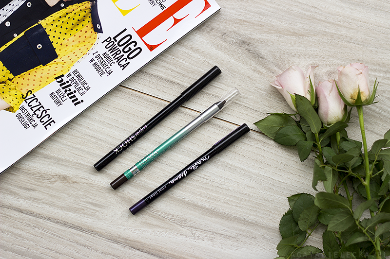 3 ulubione, miękkie kredki do powiek – Avon SuperShock, Revlon Grow Luscious i Maybelline Master Drama