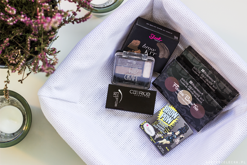 przegląd cieni do brwi | Catrice, Essence, theBalm, Sleek, Bh Cosmetics